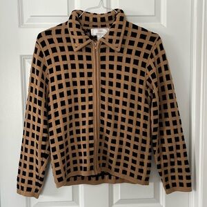 Lisa International Women’s Brown Black Zipper Jacket Size Small